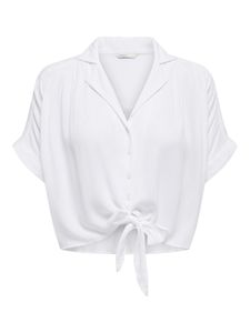 Only Bluse Unifarbene Kurzarm-Bluse PAULA mit Hemdkragen, Knopfleiste und Knotendetail in Regular Fit