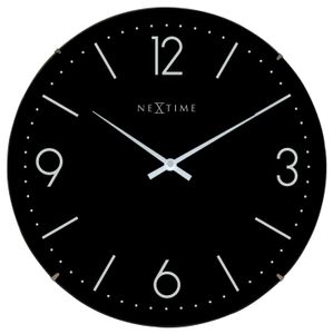NeXtime Wanduhr BASIC DOME Ø35,6cm lautlos Wohnzimmer Küche Quarz Uhr schwarz