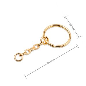 Schlüsselanhänger 25mm mit Kette in Gold - 2 Stück