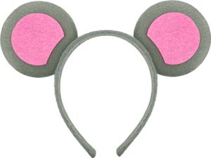 Oblique Unique Haarreif Maus Ohren Haarreifen Mäuschen Mouse für Fasching Karneval Kostüm Accessoire - grau pink