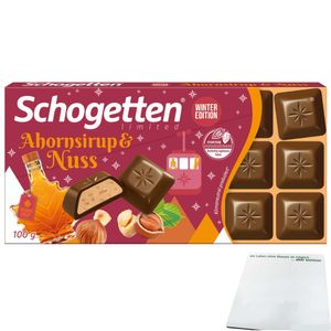 Schogetten Ahornsirup & Nuss Winter Edition (100g Packung) + usy Block