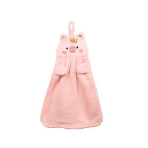 Schweinmuster hängendes Handtuch mit Lanyard  süßes Aussehen hängende Handtuch für den Haushalt-Rosa