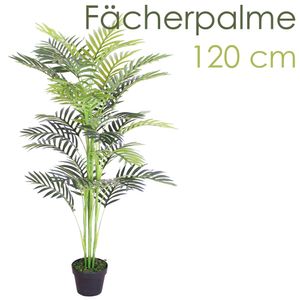 Künstliche Palme groß Kunstpalme Kunstpflanze Palme künstlich wie echt Plastikpflanze Auswahl Dekoration Deko Decovego, Auswahl Palme Pflanze:Palme Modell 7 (Fächerpalme 120 cm)