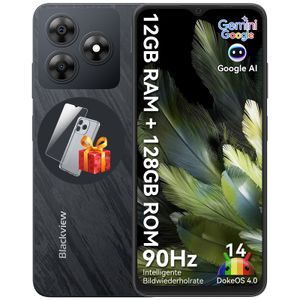 Blackview Wave 8 4G Android 14 smartphone bez smlouvy, 12GB+128GB (2TB externí SD), 6,56'' HD, 13MP+8MP, Dual-SIM mobilní telefon, GPS,5000mAh,Google Gemini