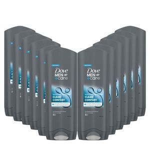 Dove Men+Care 3-in-1 Duschgel Clean Comfort Duschbad für Körper, Gesicht und Haar mit 24 Stunden Pflege Effekt 250 ml 12 Stück