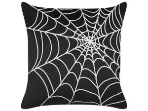 BELIANI Dekokissen Schwarz / Weiß aus Samtstoff 45 x 45 cm mit Spinnennetz-Muster Quadratisch Halloween Motiv Wohnzimmer Accessoires Dekoration