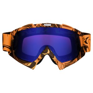 Designer Motocross Brille orange mit blau-violettem Glas