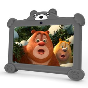 7 palcový batolecí tablet pro děti Android 11 2GB RAM 32GB ROM Instalovaný dětský software, s ochranným pouzdrem ve tvaru šedého medvěda