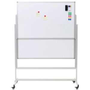 Whiteboard HWC-L87, Magnettafel, zwei Tafeln beidseitig beschreibbar höhenverstellbar rollbar inkl. Zubehör 101x69cm