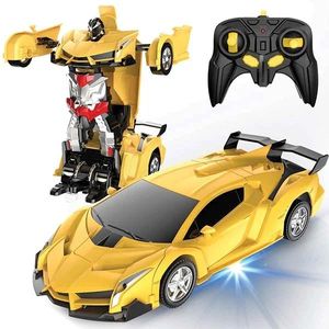 Transformer Auto Rennauto Roboter mit Fernbedienung Kinder Spielzeug Transformers Toys Fernbedienung ROBOCAR Gelb