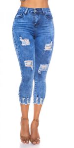 7/8 Highwaist-Jeans im modischen Used-Look - blue washed Größe - 34