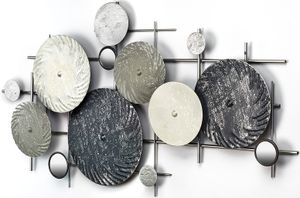 Kobolo Wandbild Wanddeko Metallbild - DISC - mit Spiegeln - silber grau - 90x50 cm