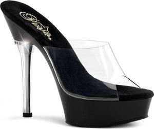 ALLURE-601 Pleaser vegane Damen High Heels Plateaupantoletten klar schwarz Strass