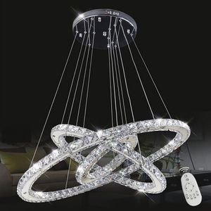 LZQ 96W LED Kristall Design Hängelampe Deckenlampe Deckenleuchte Pendelleuchte Kreative Kronleuchter Drei Ringe Dimmabel Lüster [Energieklasse A++]