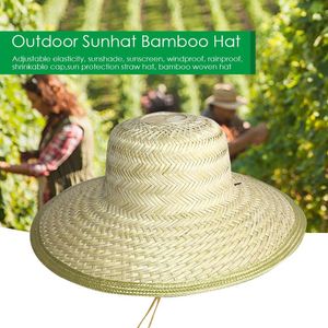 Männer Frauen Bambus Webart Sommer Outdoor Sonnenschutz Breite Krempe Strohhut Kappe