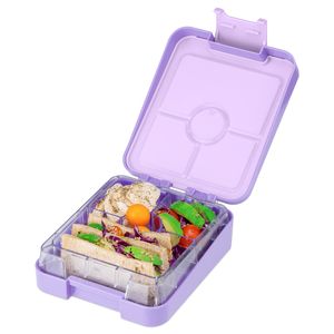 Navaris Bento Box Lunch Box Brotdose Vesperbox - auslaufsicher mit variablen Fächern - herausnehmbare Innenschale - für Jungs und Mädchen - Kinderbrotdose - violett