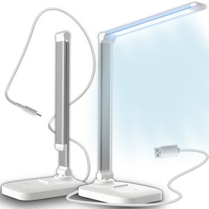 Schreibtischlampe LED Dimmbar Tischleuchte 3 Farb Helligkeitsstufen Nachttischlampe Leselampe für Zuhause Büro Augenfreundliche Tischlampe Weiß Retoo