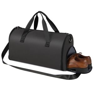COSTWAY 2v1 příruční taška a taška na oděvy, 50L vodotěsná cestovní taška s přihrádkou na boty a nastavitelným ramenním popruhem,Polyuretantaška na oděvy pro obchodní cesty a dovolenou (černá)