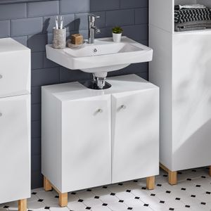 SoBuy BZR92-W Waschbeckenunterschrank Badezimmer Schrank Unterschrank Waschtisch Badezimmerschrank Badezimmermöbel Weiß BHT ca: 60x60x30cm