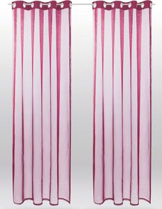 2er Pack Gardine Transparent Noella Ösen, Größe: 140 x 245cm (Bordeaux)