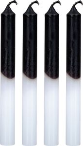 4er Set Stabkerzen H20cm Schwarz Weiß Farbverlauf Dip Dye Kerzen Deko Tischdeko