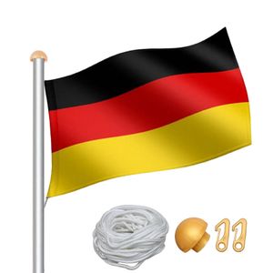 Jopassy Aluminium Fahnenmast 6,50m inkl Seilzug inkl Deutschlandfahne Flaggenmast Mast Flagge Alu