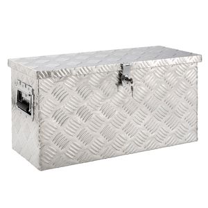 AREBOS hliníkový box na nářadí se zámkem, box na tažné zařízení, box na nářadí, 40 litrů, 60 x 25 x 30 cm, včetně těsnění z pěnové gumy, stříbrný