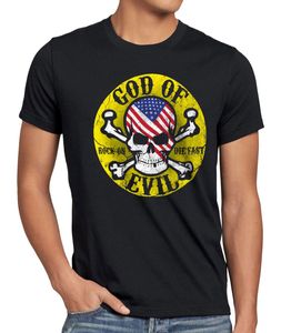 style3 God of Evil Rocker Herren T-Shirt Rocker Skull Tattoo Totenkopf, Größe:XL