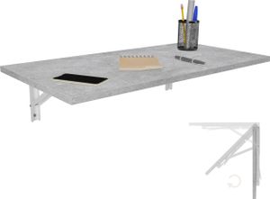 Wandklapptisch Schreibtisch Tischplatte 80x40 cm in Betonoptik Klapptisch Esstisch Küchentisch für die Wand stabiler Bartisch Stehtisch Wandtisch