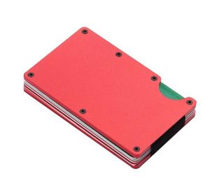 ASKSA Kreditkartenetui mit Geldklammer RFID Aluminium Platz für 15 Karten, Farben:Rot