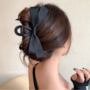Schwarze Textilschleife Haarspange XL 15 cm SP333