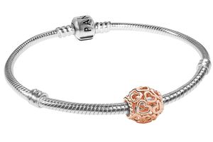 Pandora 51640 Damen-Armband Herzstrudel Rosé 925 Silber, 20 cm