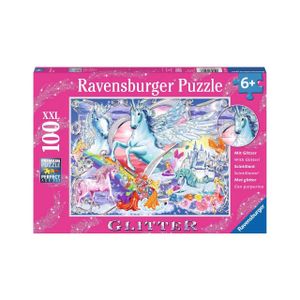 100 Teile Ravensburger Kinder Puzzle XXL Glitter Die schönsten Einhörner 13928