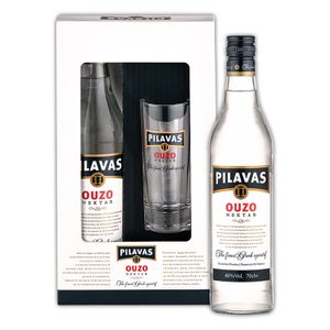 PILAVAS Ouzo Nektar alc. 40% vol. 0,7l + Glas in Geschenkverpackung
