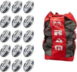 15x Pro Trainer Gripper Rugby Ball Bundle mit Tragetasche 3D Grip - Nr. 1 Rugby-Brand in Europe - Blau - Größe 4