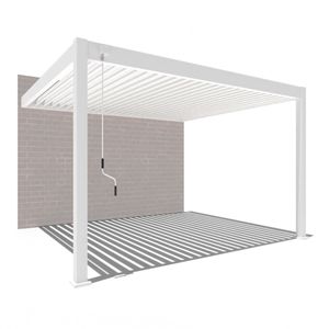 Weide Deluxe Wand-Pavillon | Voll-Alu-Pavillon | 3,6 x 4 M | Lamellendach weiß | Wall Pergola