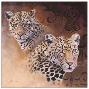 ARTland Wandbild Alu für Innen & Outdoor Leoparden Größe: 100x100 cm