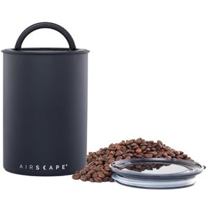 Airscape® Kaffeedose Aromabehälter luftdicht vakuum 500g Bauwollbeutel schwarz matt