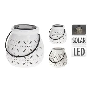Solar Laterne LED Keramik 12x11cm Dauerbetrieb 6h warmweiß 1Stk sort.