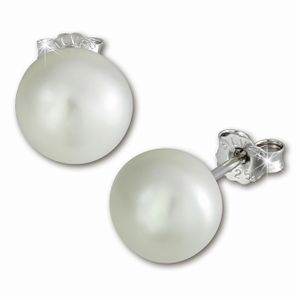 SilberDream Ohrstecker für Damen 925 Silber weiß Perle Ohrringe 8,5mm SDO128W