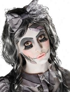 Make Up Set zerstörte Horror Puppe Schminke Tattoo Wimpern Halloween