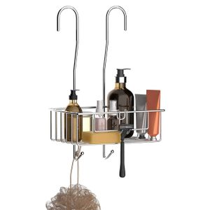 Bamodi Dusche Caddy hängenden Edelstahl | rostfrei hängenden Korb mit Haken-Dusche Regal Badezimmer Zubehör mit Silikonhülsen und Gummiringe für Geräuschunterdrückung (15,7x 9,8x 5 Zoll)