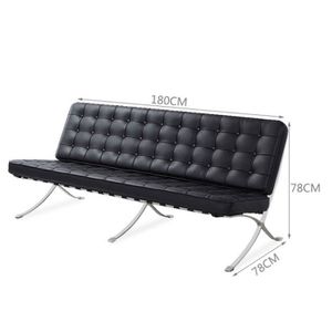 360Home Vintage Sessel Sofa aus echtleder Matt-schwarz 1.8m