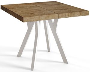 Čtvercový jídelní stůl RICO, rozkládací stůl, velikost: 90-190X90X77 cm, barva stolu v obývacím pokoji: LEFAKS, s dřevěnými nohami v bílé barvě