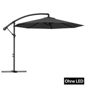 Sessamen-LP 350cm hliníkový slnečník tmavosivý s kľukou - výškovo nastaviteľný balkónový slnečník záhradný slnečník UV ochrana 40+ (350cm,tmavosivý)