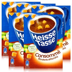 Heisse Tasse Consommé Rinderkraftbrühe mit Croûtons 3 Beutel á 7,1g (5er Pack)
