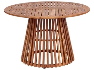 BELIANI Zahradní dřevěný jídelní stůl světlé akáciové dřevo kulatý 120 cm lamelový design interiér terasa