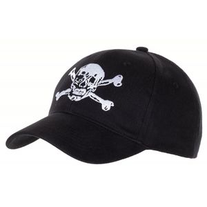 Baseball Cap, flach, "Totenkopf" schwarz, verstellbarer Klemmverschluss