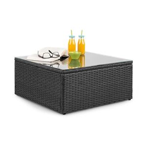 Blumfeldt Theia Loungetisch Beistelltisch Gartentisch (aus Polyrattan, Glasplatte, platzsparend) dunkelgrau