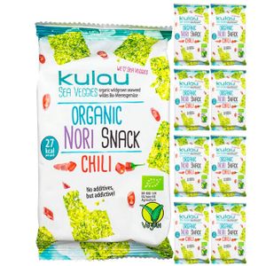 KulauNori Snack Chili - 8er Pack scharfer Snack aus gerösteten Nori-Blättern
